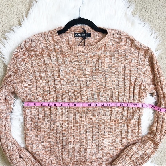 New Blank NYC Heather Ribbed Crew Neck Knit Sweater in Toffee - Picture 12 of 12